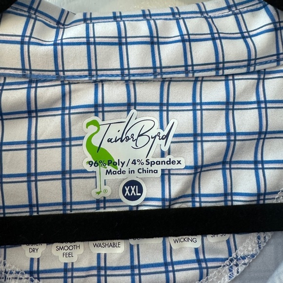 TailorByrd Men’s XXL Blue Check Polo Shirt Stretch Golf Casual Lightweight - Picture 5 of 11